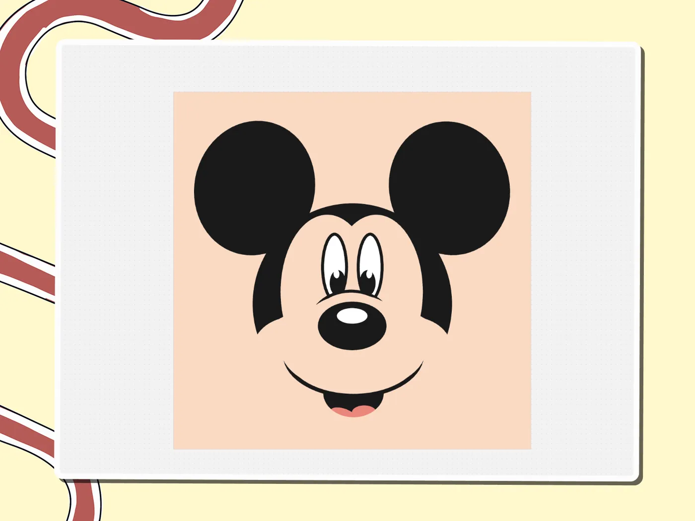 Mickey Mouse on a peach background, a Miro board template by theFacilitainer