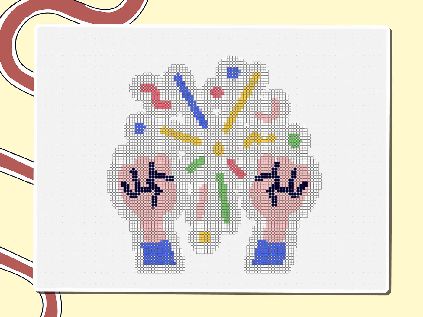 Pixel-art celebrating fists with confetti sticker, a Miro board template by theFacilitainer