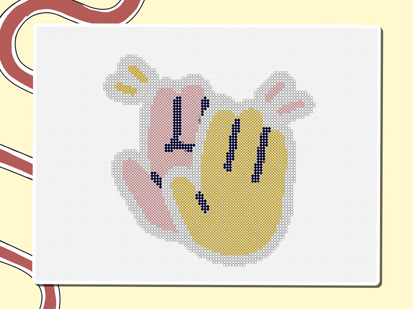 Pixel-art clapping hands sticker in pink and yellow, a Miro board template by theFacilitainer