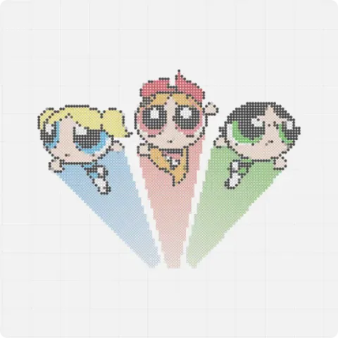 Powerpuff Girls Miro board, 3777 shapes