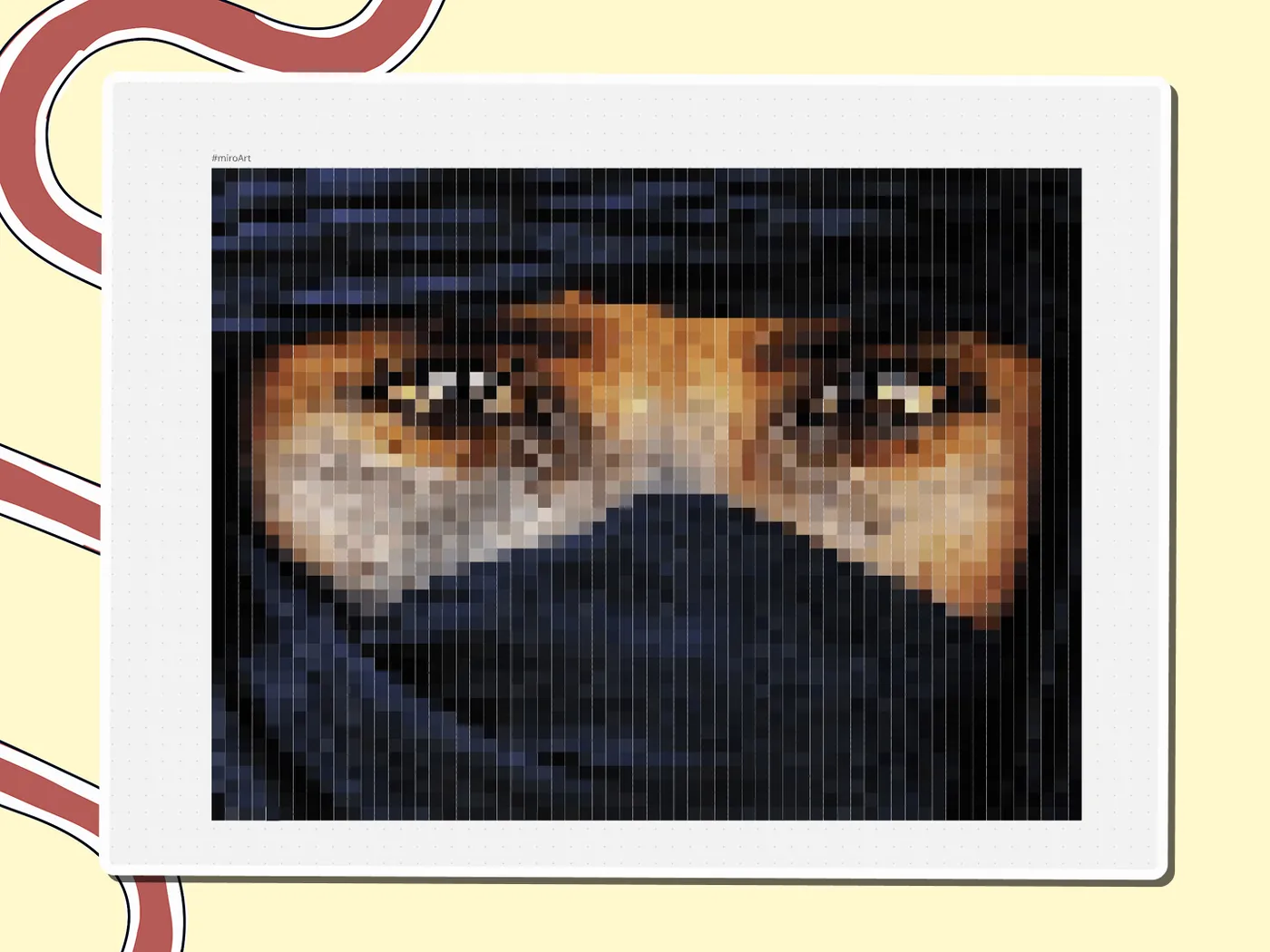 Pixel-art Touareg face veil with eyes, a Miro board template by theFacilitainer